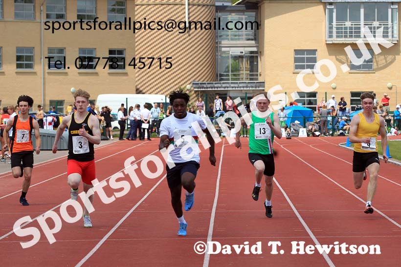 Mens U-17s and Boys U-15s 100 metres, 2022 Northern Inter Counties U17s and U15s Track and Field, York, Thursday, June 2nd. Photo: David T. Hewitson/Sports for All Pics